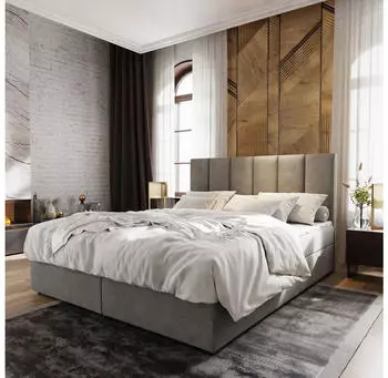 Masseno Meril Boxspringbett 160x200cm mit Matratze, Topper & Bettkasten, Grau (COSMIC 160)