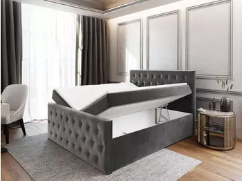 Masseno Fondi Boxspringbett 140x200cm mit Matratze, Topper & Bettkasten, Schwarz (CASABLANCA 16)