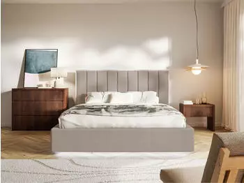 Selsey Togents Polsterbett 140x200cm Chenillebezug, Bettkasten, LED, Braun