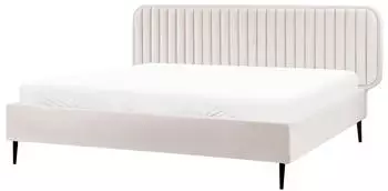 Beliani Brin Polsterbett mit Lattenrost, Samt, Beige, 180x200cm (BRIN)