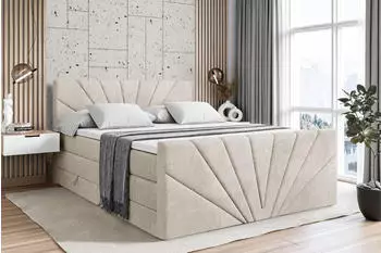 ALTDECOR Miltio-Z King Boxspringbett 200x200cm Samt creme H3/H4 Matratzen mit Bettkasten
