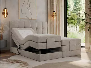 MKS Meble Vittoria Boxspringbett elektrisch verstellbar 200x200cm Beige H3 (Vittoria)