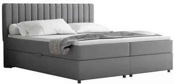 Panda M&ouml;bel Everest Boxspringbett 180x200cm mit Bettk&auml;sten und Topper, Grau