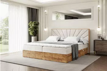 ALTDECOR Lolli6 Boxspringbett H3-Matratze + Topper, Bettkasten, 120x200cm, Beige (LOLLI6)