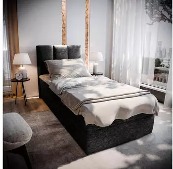 Masseno MERIL 90 Boxspringbett mit Bettkasten, Bonell-Matratze & Topper, 90x200cm, Schwarz (SAWANA 14)