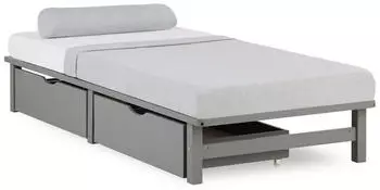 Homestyle4u Bettkasten 2er Set mit Rollen, Holz, Grau (2197)