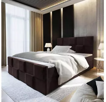 Masseno Mona Boxspringbett 140x200cm mit Matratze, Topper & Bettkasten, Braun (KRONOS 06)