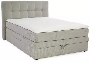 luma-home Boxspringbett 20036 140x200cm, 7-Zonen-Tonnentaschen H3, Cord Beige-Grau (20036)