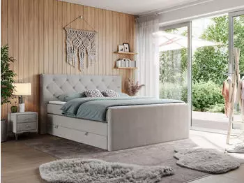 MKS Meble King Velen Boxspringbett 200x200cm Multipocket-Matratze Beige H4