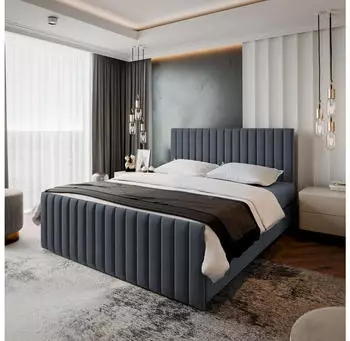 Masseno Arion Boxspringbett 180x200cm mit Matratze und Topper, Grau (PAROS 06)