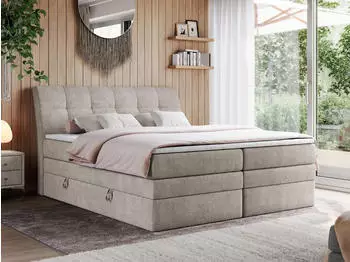 MKS Meble Gold 10 King Boxspringbett mit Bettkasten, Beige, 140x200cm (H4)