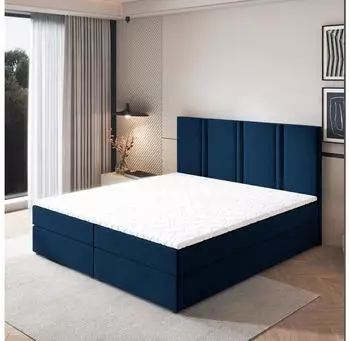 Masseno LARIO Boxspringbett 140x200cm mit Matratze & Topper, Blau (LARIO 140X200 CM KRONOS 09)
