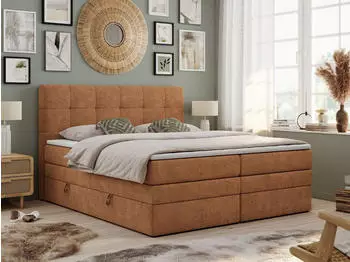 MKS Meble Luka King Boxspringbett mit Bettkasten, Multipocket Matratze, 160x200cm, Orange (LUKA KING)