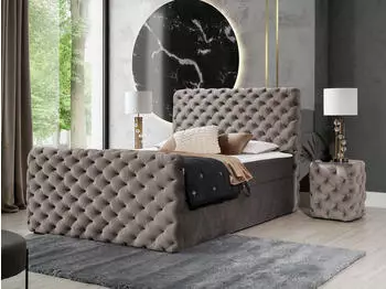 Mirjan24 Chesterfield Lux Boxspringbett mit zwei Bettkästen, Taschenfederkern, 140x200cm (Velluto 29)