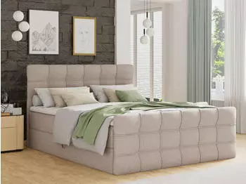 Sofnet Best Lux Boxspringbett mit Fu&szlig;teil, 2 Bettk&auml;sten, Bonell-Matratze, Beige, 180x200cm (Inari 22)