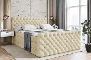 ALTDECOR BOXI8-Z King Boxspringbett 120x200cm Samt Beige H3/H4 mit Bettkasten (BOXI8-Z KING)