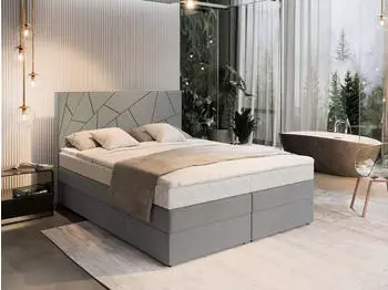 Masseno Trani Boxspringbett 180x200cm mit Matratze, Topper & Bettkasten, Hellgrau (TRANI)