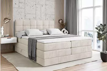 ALTDECOR APO King Boxspringbett mit Bettkasten, Beige/Ecru, 160x200cm, H3/H4