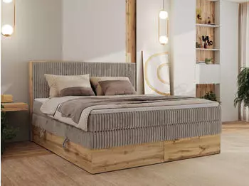 MKS Meble Wood Classic King Boxspringbett mit Multipocket-Matratze und Topper, 180x200cm