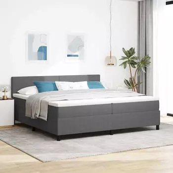 vidaXL Boxspringbett Cordstoff Hellgrau/Wei&szlig; 200x200cm