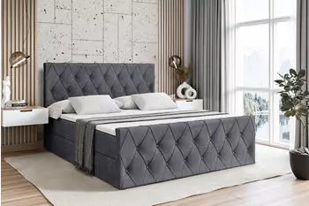 ALTDECOR AMAY Boxspringbett mit Bettkasten, 160x200cm, Dunkelgrau Samt (AMAY-Z)