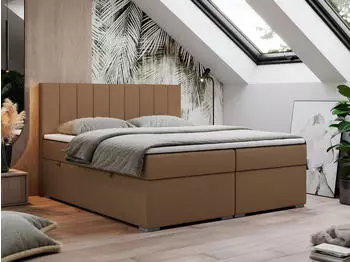 MKS Meble LOPE Boxspringbett 140x200 Kunstleder Braun H3 mit Bettk&auml;sten