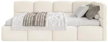 Selsey Cloudy Jugendbett 120x200cm, Kopfteil rechts, Bettkasten, Samt Creme