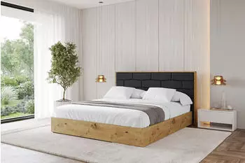 ALTDECOR ENZO8 Polsterbett mit Bettkasten & Lattenrost, Kunstleder Schwarz (800001321881)