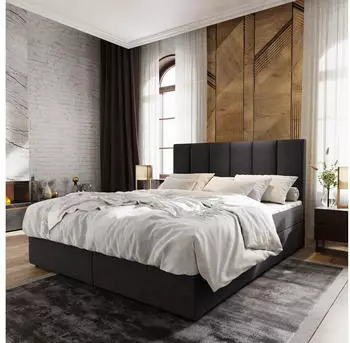 Masseno Meril Boxspringbett mit Bettkasten, Dunkelgrau, 160x200cm (SAWANA 05)