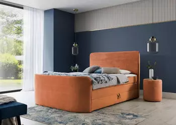 Fun M&ouml;bel BODY Boxspringbett 160x200cm Stoff Rostbraun mit Bettkasten