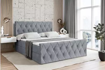 ALTDECOR AMAY Boxspringbett mit Bettkasten, Grau Samt, 160x200cm (AMAY-Z)