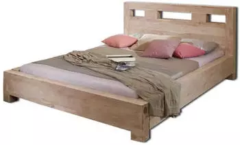 Massivmoebel24 Nature Grey Doppelbett Sheesham massiv grau geölt 180x200cm (09-638-550-2002)