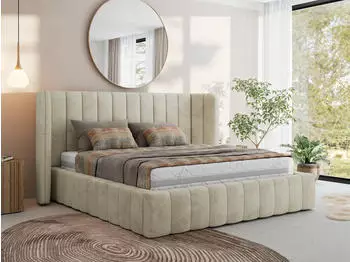 MKS Meble Goletta Classic Polsterbett mit Bettkasten & Lattenrost, Beige, 140x200cm