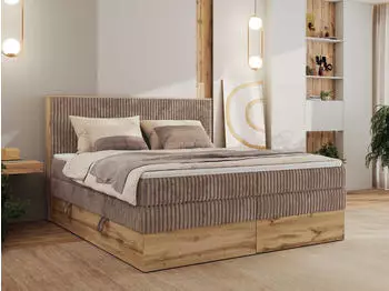MKS Meble Wood Classic King Boxspringbett mit Multipocket-Matratze und Topper T25