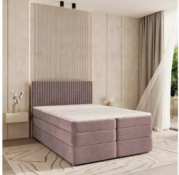 Masseno Felbio Boxspringbett 160x200cm mit Matratze und Topper, Rosa (FELBIO 160X200 CM KRONOS 27)