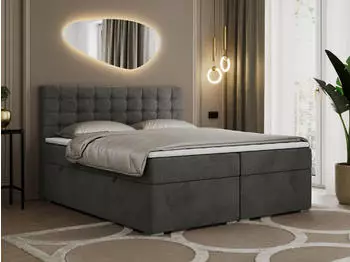 MKS Meble Susan Boxspringbett mit Bettkasten, 180x200cm, Dunkelgrau Velvet H4