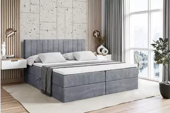 ALTDECOR Edita Boxspringbett mit Matratze H3, Topper & Lattenrost, Grau Samt, 200x200cm
