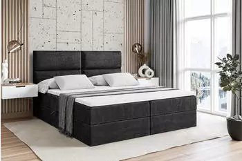 ALTDECOR Boxi3 Boxspringbett mit Matratze H4, Topper & Lattenrost, Schwarz Samt, 180x200cm