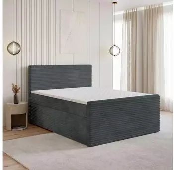 Masseno NOLEN Boxspringbett 180x200cm mit Bonell-Matratze und Topper, Grau (NOLEN 180X200 CM TILIA 85)