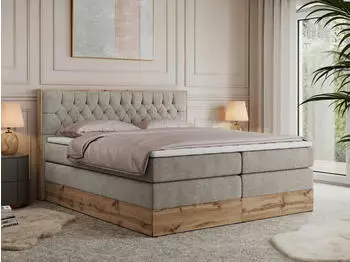 MKS Meble Amore King Boxspringbett mit Multipocket-Matratze und Bettkasten, 180x200cm, Beige (Amore King)