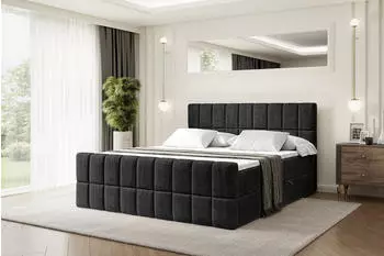 ALTDECOR Miami-Z Boxspringbett mit Fu&szlig;teil, Bettkasten, H3, 120x200cm, Schwarz Samt