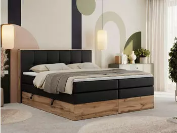 MKS Meble Albero 1 King Boxspringbett 200x200cm Kunstleder Schwarz H3 (ALBERO 1 KING)