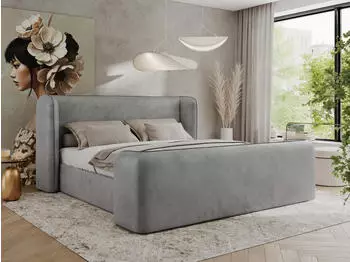 MKS Meble Emora Classic Duo Polsterbett mit Lattenrost, Hellgrau Velvet, 140x200cm