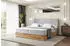ALTDECOR LOLLI8 Boxspringbett H3-Matratze, Topper, Kopfteil, Bettkasten, 200x200cm, Hellgrau Samt