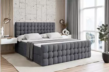ALTDECOR VIONE-Z Boxspringbett mit Bettkasten, Dunkelgrau Samt, 120x200cm (VIONE-Z)