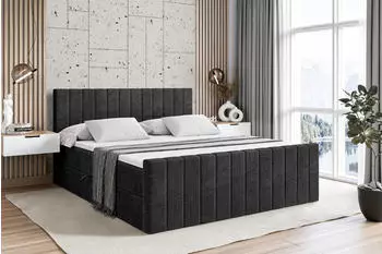 ALTDECOR EDITA-Z Boxspringbett mit Fu&szlig;teil, Bettkasten, Schwarz Samt, 120x200cm