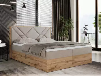 MKS Meble GUNAR Boxspringbett 200x200cm mit Bettkasten, Multipocket-Matratze H3 und Topper