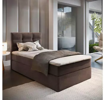 Masseno GLOS 80 Boxspringbett mit Bettkasten, Bonell-Matratze & Topper, 80x200cm, Braun (COSMIC 800)