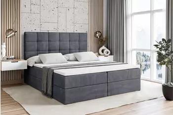 ALTDECOR BRUGO Boxspringbett mit Bettkasten, Dunkelgrau Samt, 180x200cm