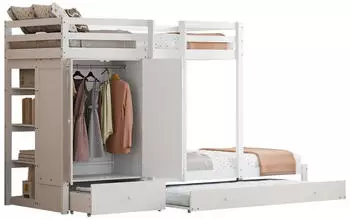 MODFU Kinderbett mit Sicherheitsschiene, Massivholz & MDF, 140x200cm, Wei&szlig;